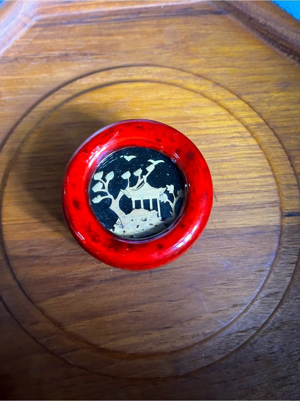 Vtg Cork Art Trinket Box 2.5